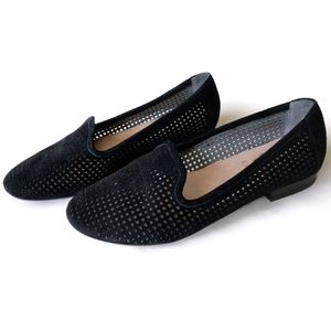 Crown Vintage black laser cut suede flats
